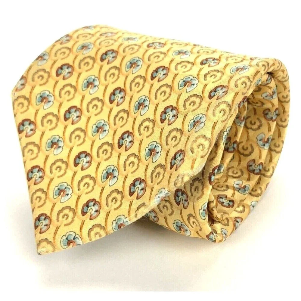 ERMENEGILDO ZEGNA Tie Silk Elegant Floral Necktie 100% Silk Made Italy 3.5 x 60
